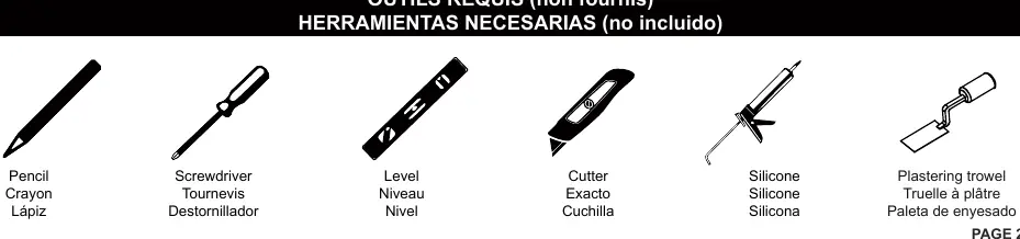 Tools required for installation