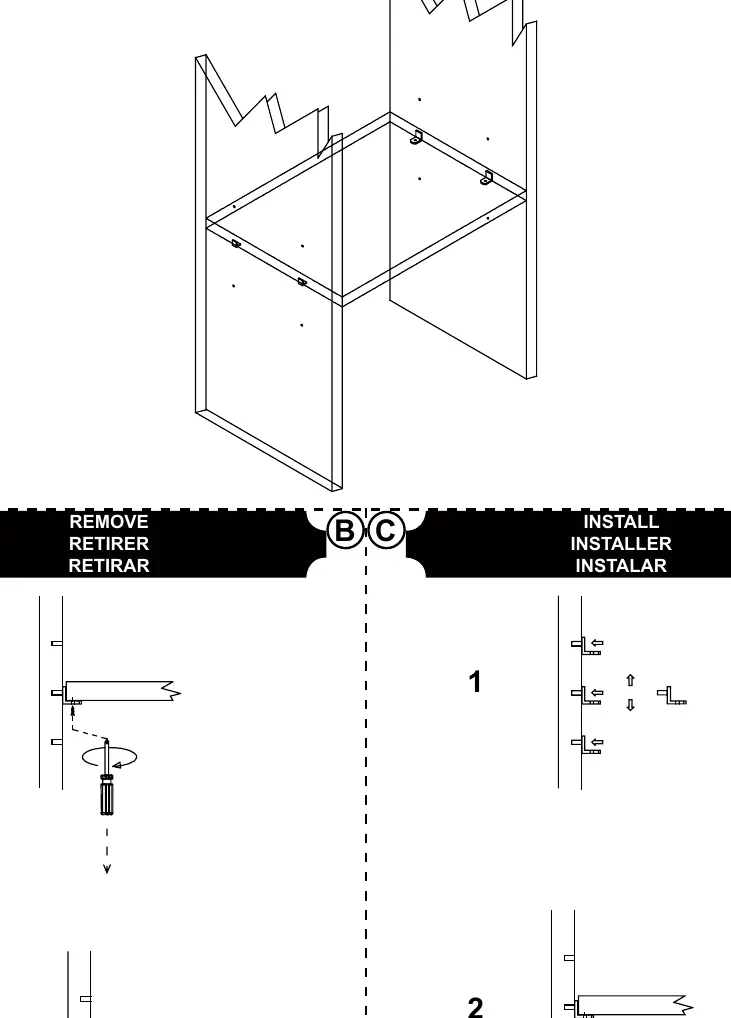 Shelf removal and installation steps