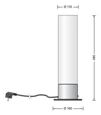 Dimensions of the BEGA 67 547.3 table lamp