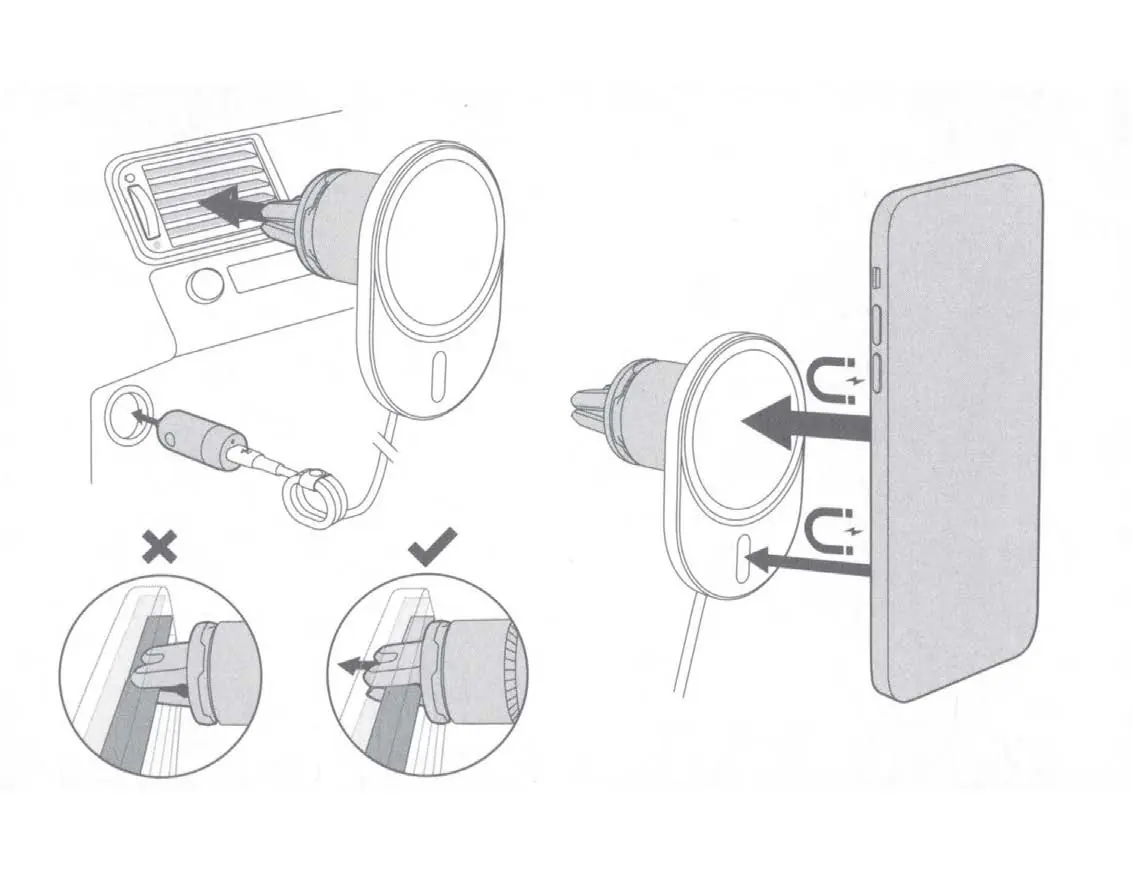 Vent clip installation and magnetic attachment