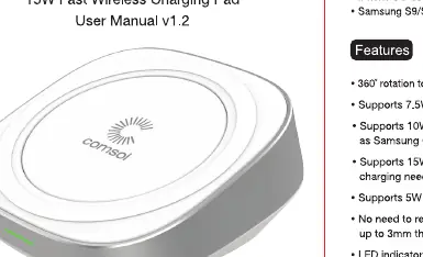 Comsol 15W Fast Wireless Charging Pad