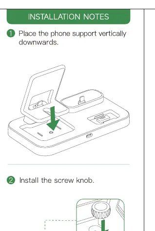Assembly of the phone support and screw knob