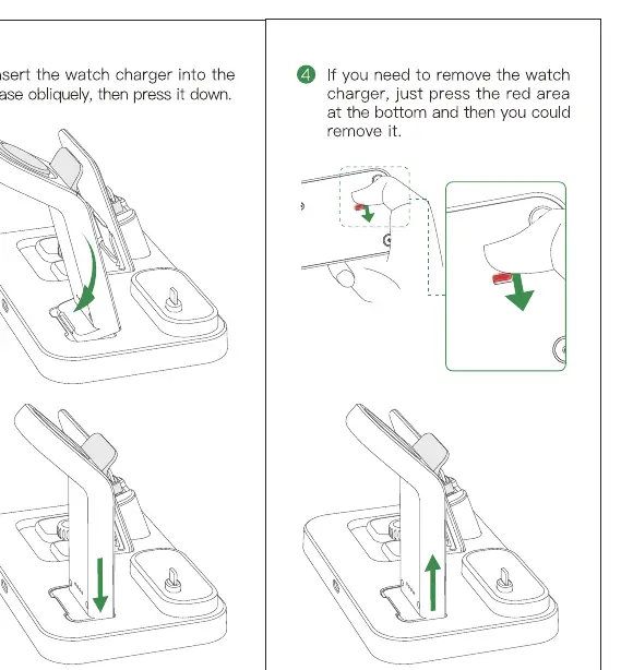 Installing and removing the watch charger