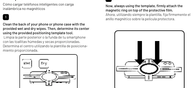 Steps for applying the magnetic ring to non-magnetic phones.