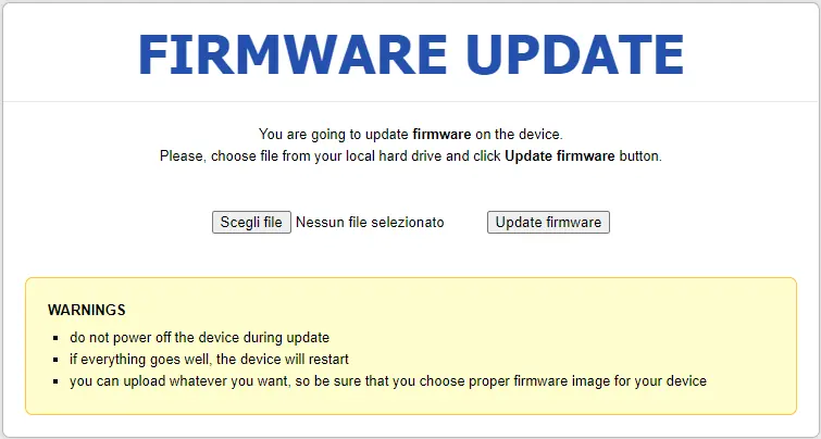 Firmware update interface
