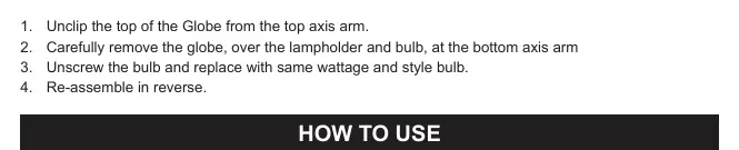Bulb replacement instructions