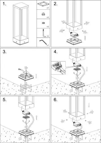 Installation steps for the Lucande pillar light