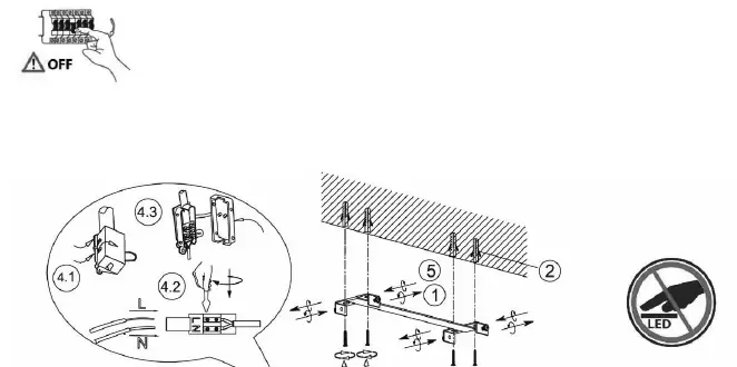 Wiring diagram showing connection of Live (L) and Neutral (N) wires.