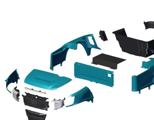 Exploded view of body kit components