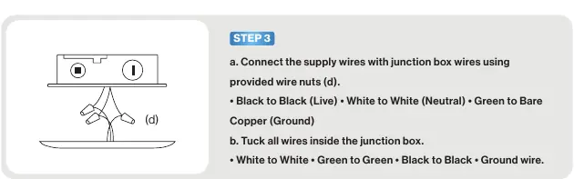 Wiring diagram for surface mount installation.