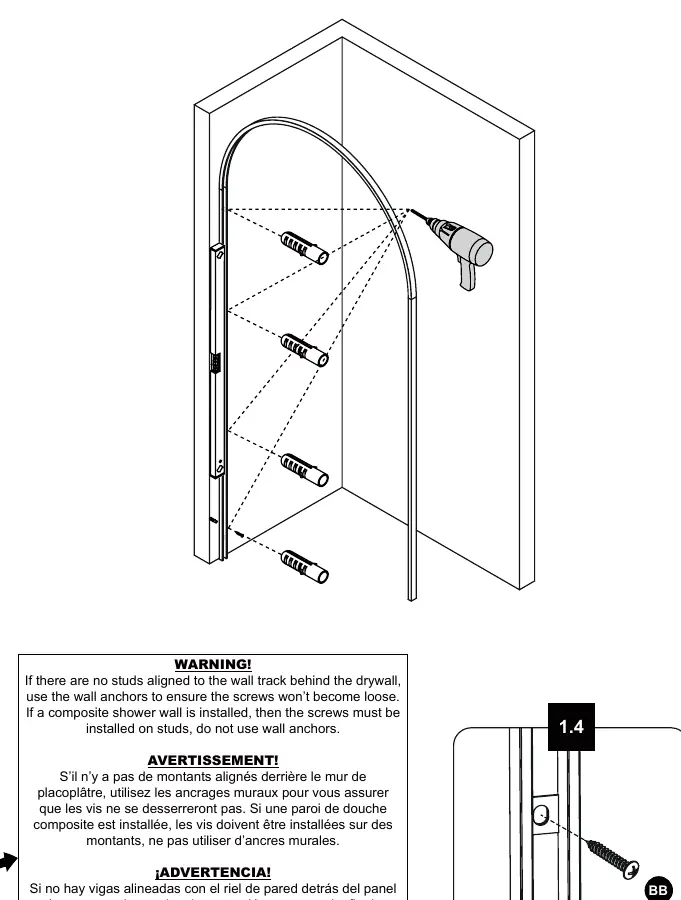 Frame track installation steps.