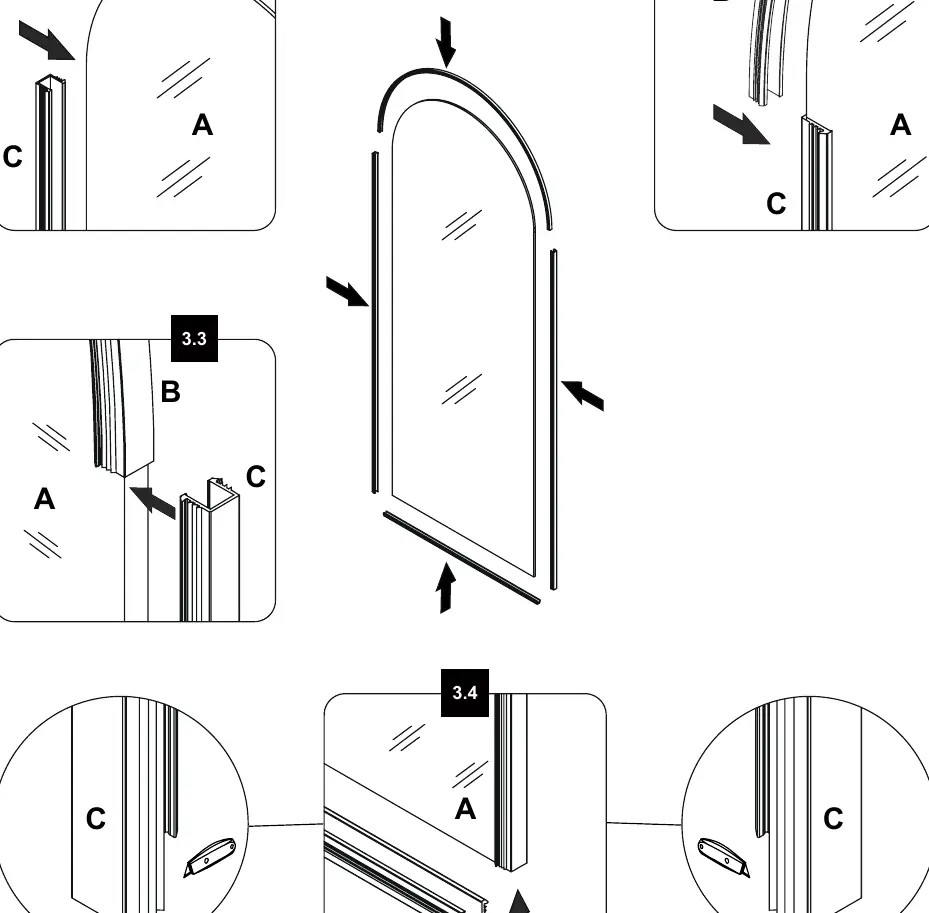Installation of vertical and top seal strips.