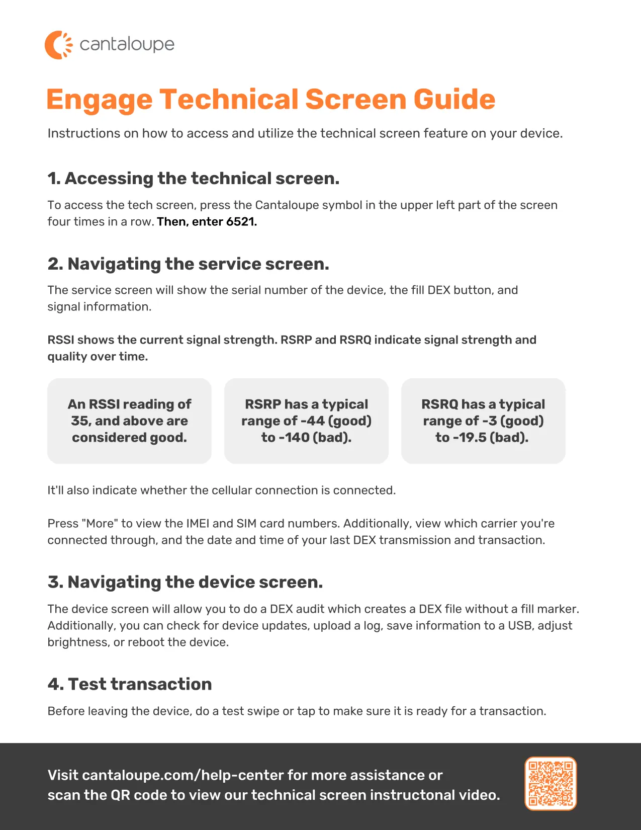Technical Screen Guide instructions