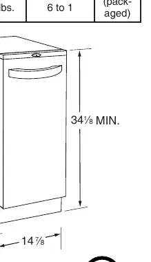 Dimensional diagram of the Broan 15XEWT trash compactor.