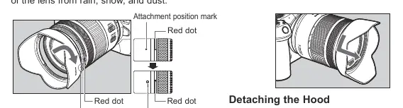 Attaching the lens hood