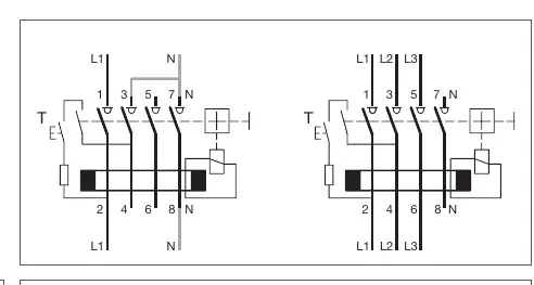 Wiring diagrams for 1-phase and 3-phase installations