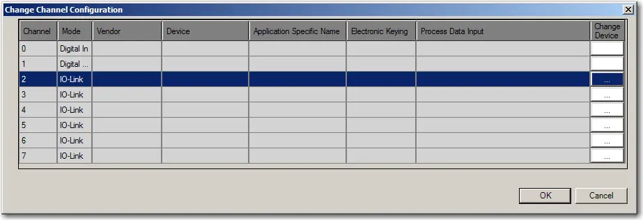 Change Channel Configuration