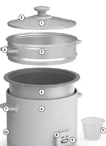 Rice cooker components diagram