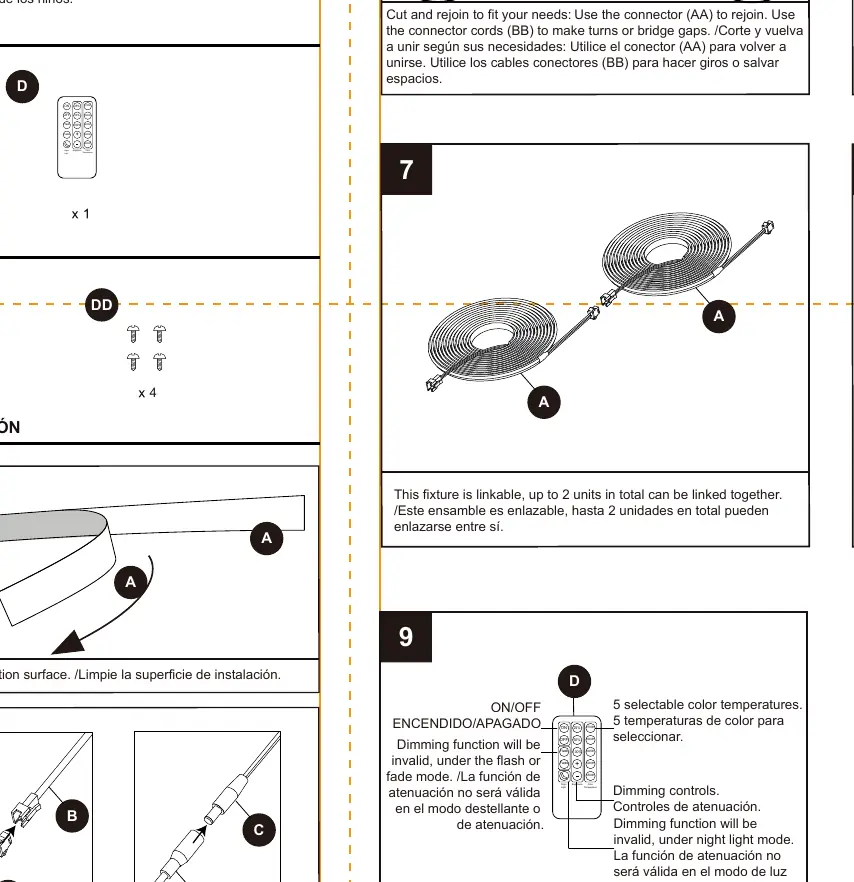 Remote control functions and settings.