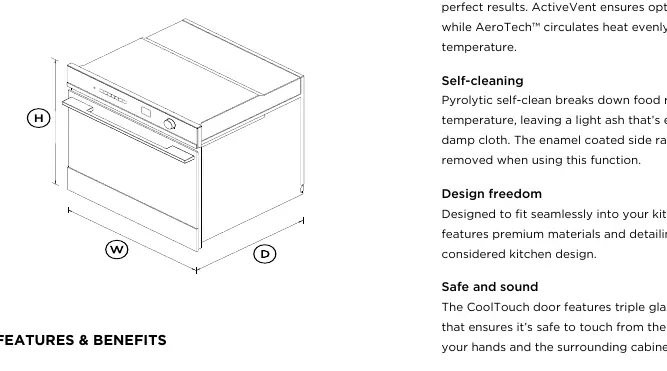 Oven dimensions diagram