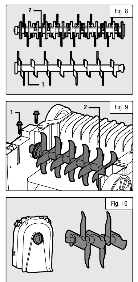 Blade replacement procedure (Fig 8, 9, 10)