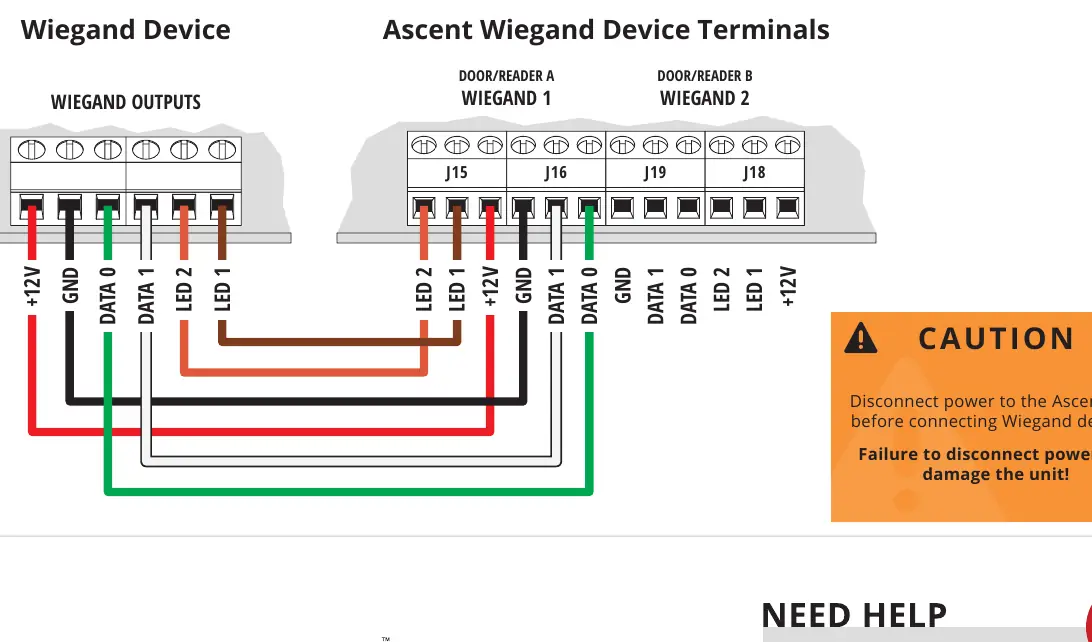 Wiegand device wiring
