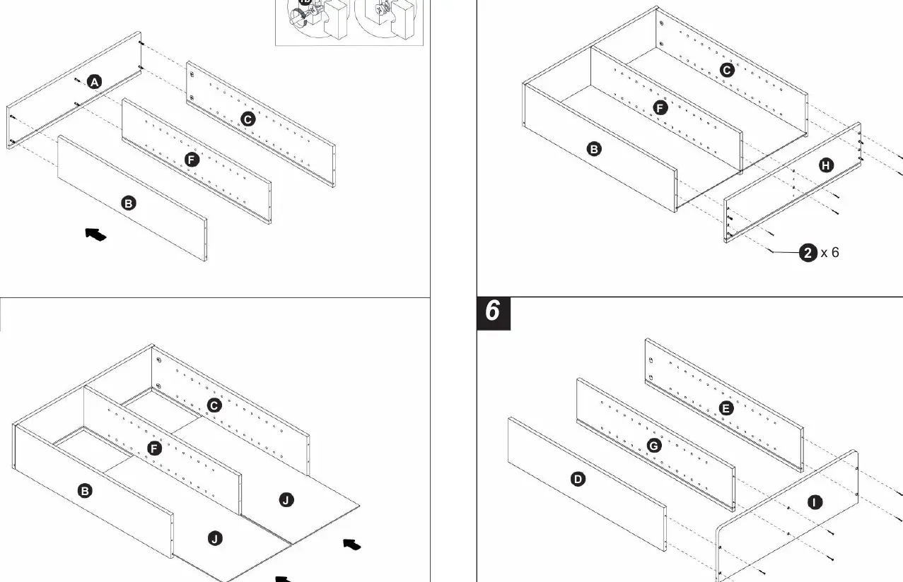 Steps 3 through 6: Assembling the main frame structure.