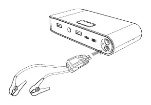 Connecting jumper cables to the jump starter
