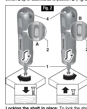 Direction of rotation switch and shaft lock