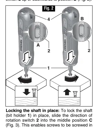 Direction of rotation switch settings
