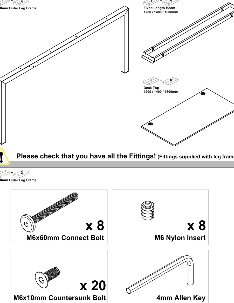 Components and Fittings list