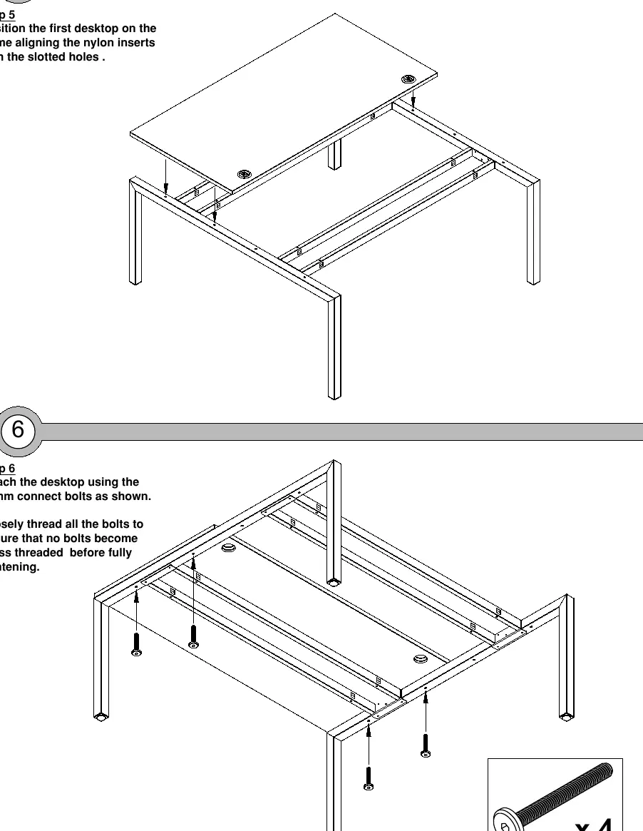 Step 5 and 6: Positioning and attaching the desktop