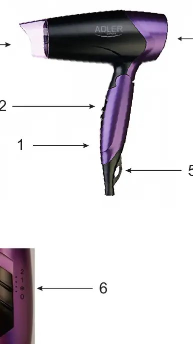 Adler AD 2260 Hair Dryer components