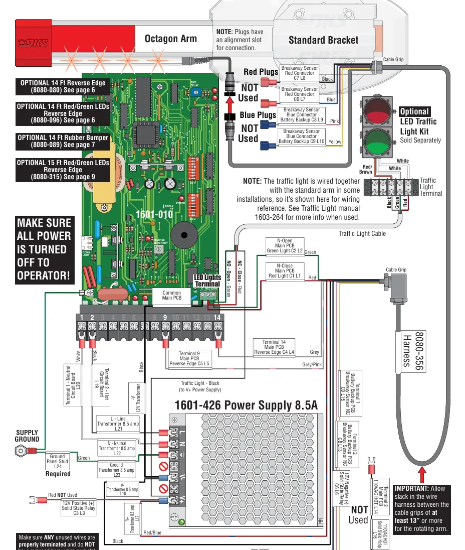 Wiring diagram for the octagon arm and traffic light.