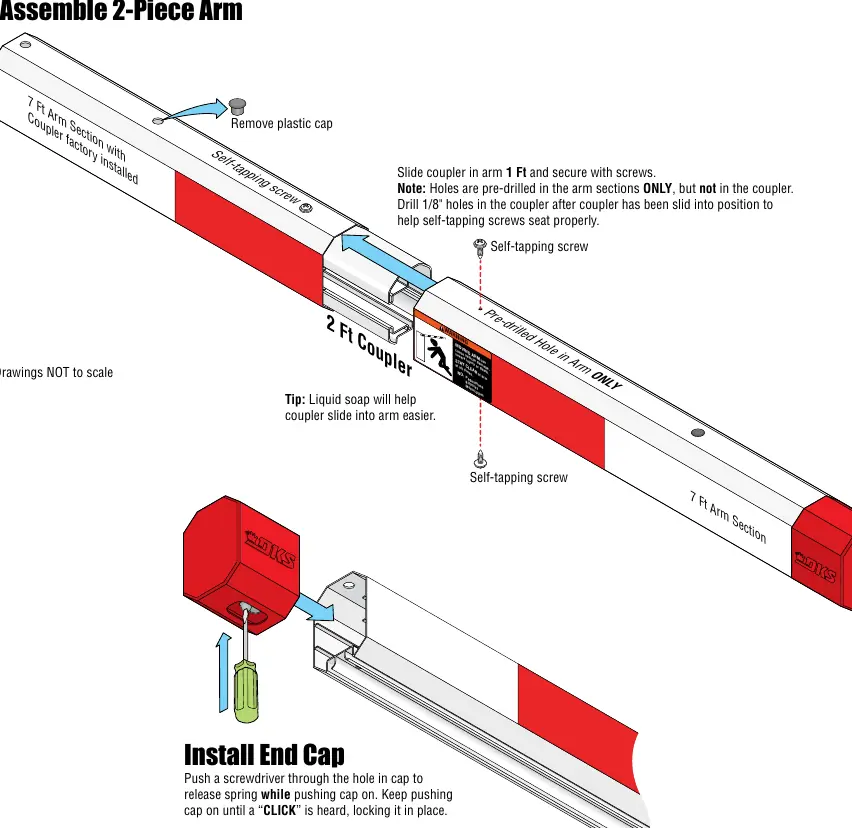 2-Piece Arm assembly steps.