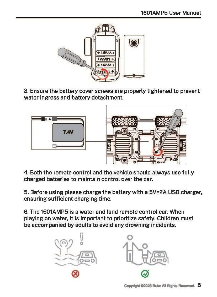 Battery installation and charging instructions
