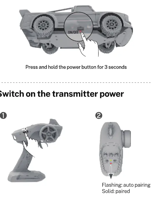 Powering on the car and transmitter
