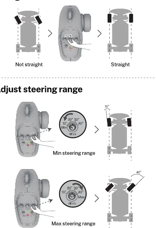 Adjusting steering and range