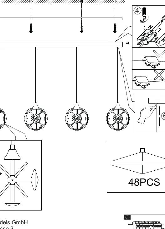 Installation steps for the LED fixture