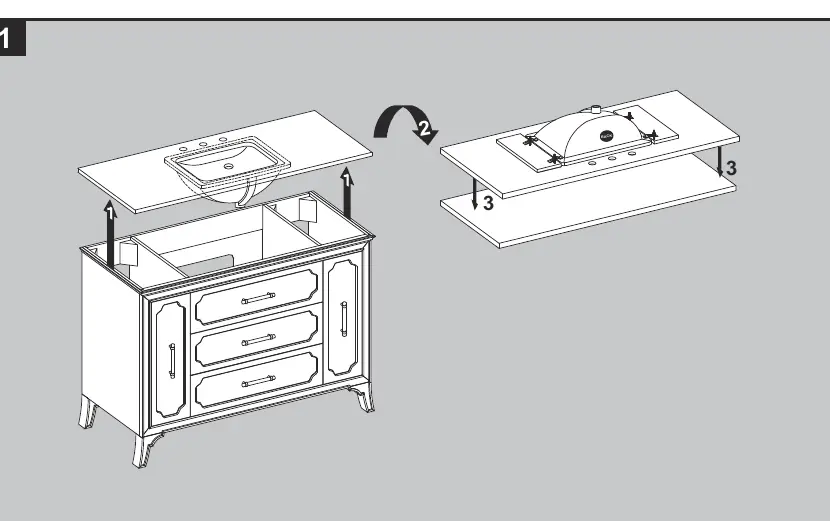 Removing the top from the vanity base