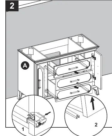 Removing drawers using plastic levers