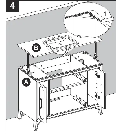 Installing the top onto the vanity