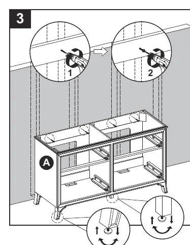 Leveling and securing the vanity