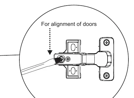 Hinge adjustment for door alignment.