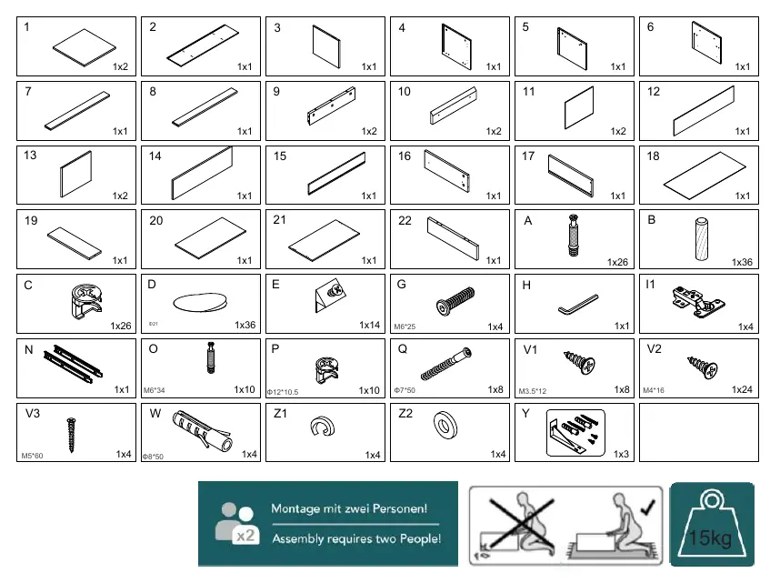 Construction parts and hardware list