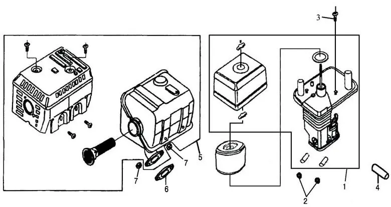 Air filter assembly and muffler