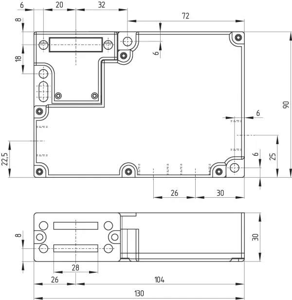 Dimensions of the AZM 161 solenoid interlock