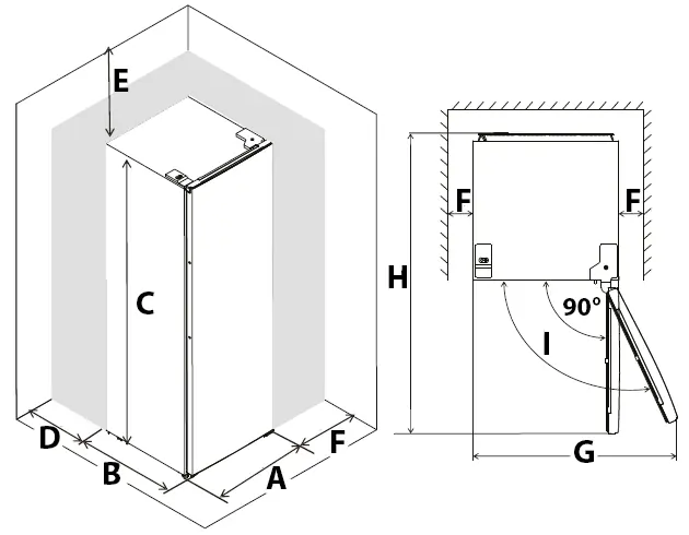 Installation dimensions and clearance requirements