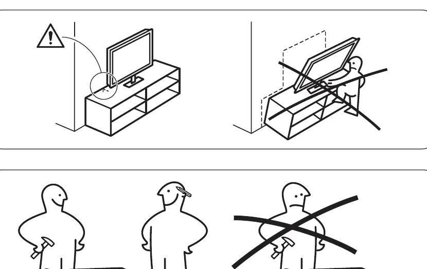 Safety warnings for furniture placement and assembly