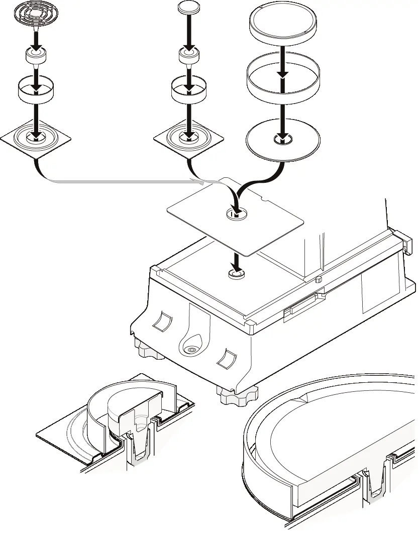 Weighing pan assembly for different models